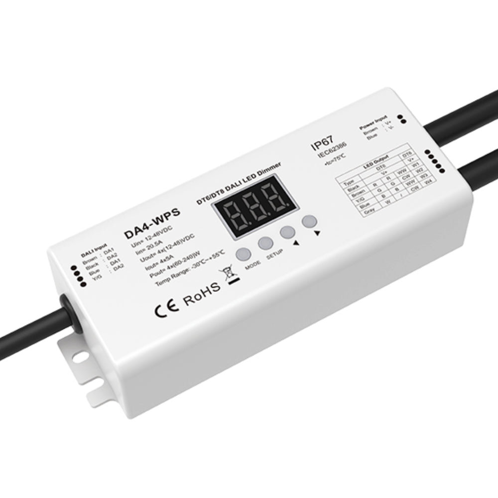 IP67 DALI LED-Controller – PWM-Dimmer, 4-Kanal, 12-48V