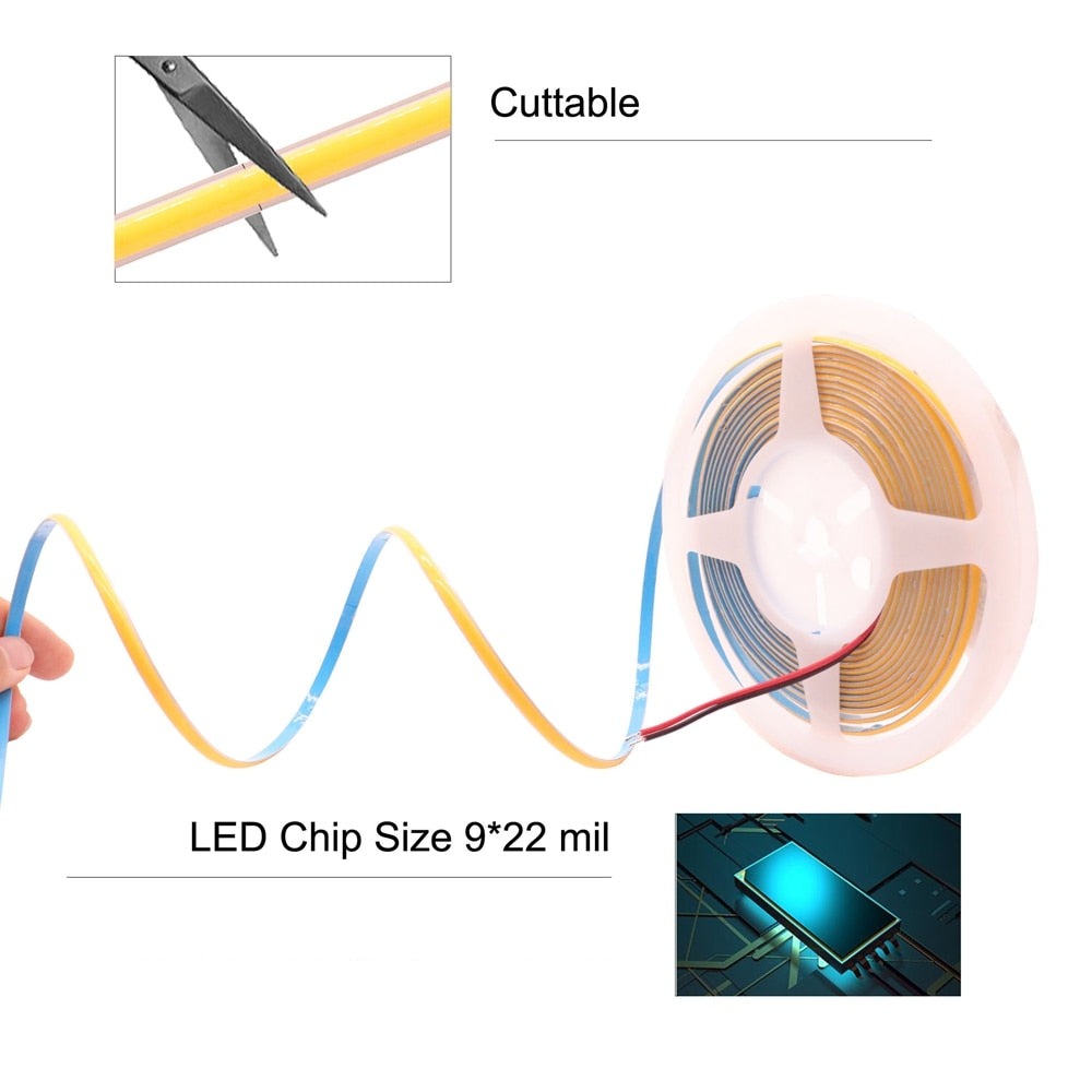 Extra schmaler COB LED-Strip 5mm verschiedene Ausführungen